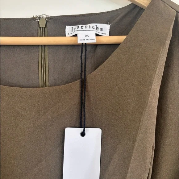 LoveRiche Olive Green Long-Sleeve Romper NWT - Picture 2 of 4